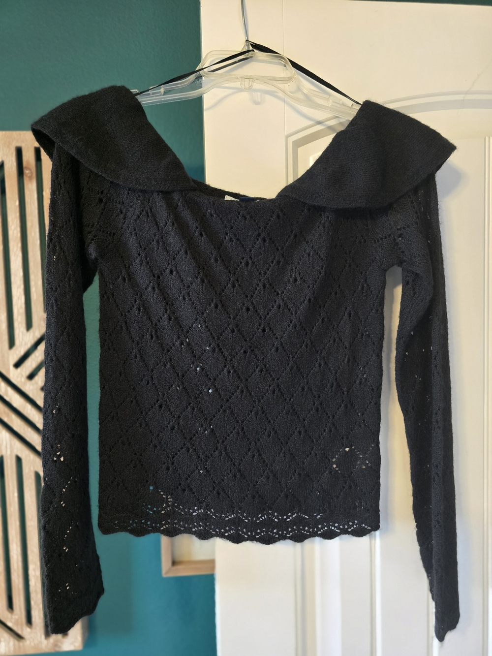 American Eagle Outfitters Black Off-the-Shoulder Knit Sweater